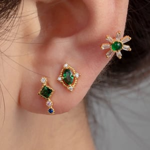 1 Piece Simple Series  Flower Titanium Steel Gold Color Zircon Women's Stud Earrings h5 Picture2